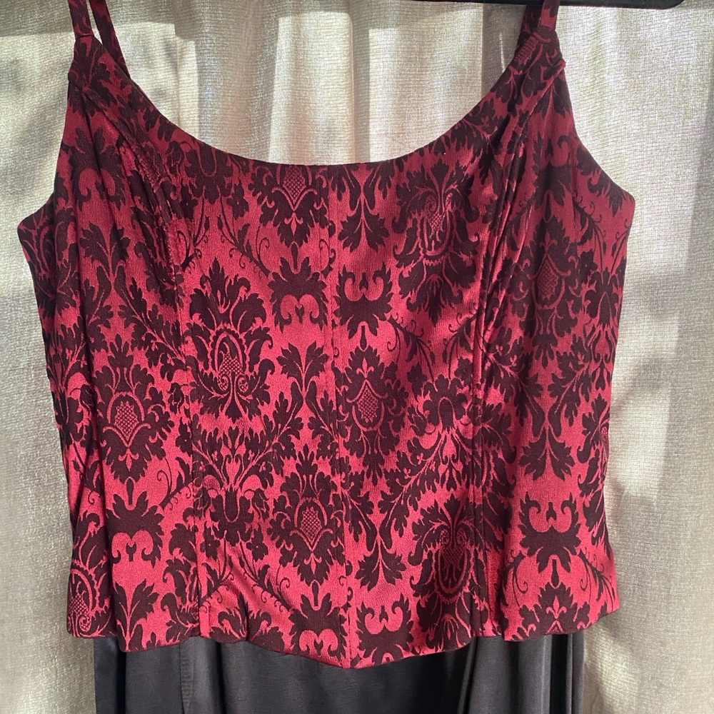 Vintage gunne sax Jessica McClintock dress corset top red black brocade prom 90s